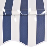 VidaXL Luifel handmatig uittrekbaar met LED 400 cm blauw en wit