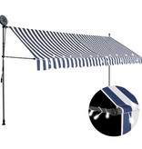 VidaXL Luifel handmatig uittrekbaar met LED 350 cm blauw en wit