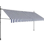 VidaXL Luifel handmatig uittrekbaar met LED 350 cm blauw en wit