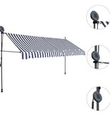 VidaXL Luifel handmatig uittrekbaar met LED 350 cm blauw en wit