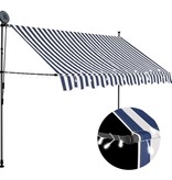 VidaXL Luifel handmatig uittrekbaar met LED 300 cm blauw en wit