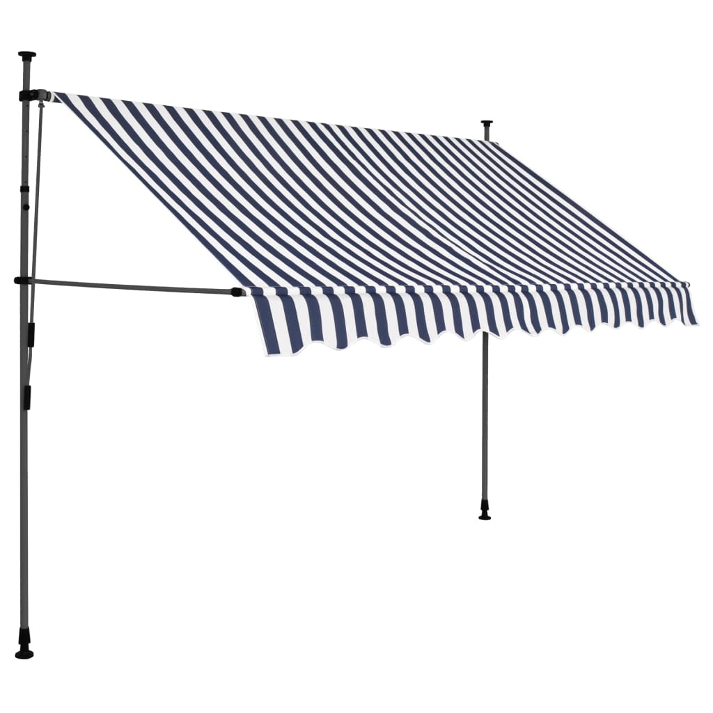 VidaXL Luifel handmatig uittrekbaar met LED 300 cm blauw en wit
