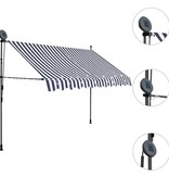VidaXL Luifel handmatig uittrekbaar met LED 300 cm blauw en wit
