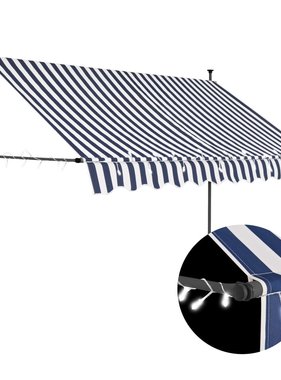 VidaXL Luifel handmatig uittrekbaar met LED 250 cm blauw en wit