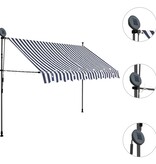 VidaXL Luifel handmatig uittrekbaar met LED 250 cm blauw en wit