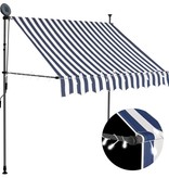 VidaXL Luifel handmatig uittrekbaar met LED 200 cm blauw en wit