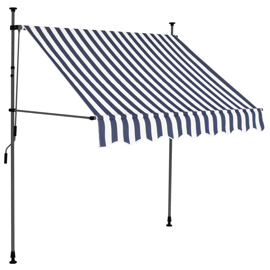 VidaXL Luifel handmatig uittrekbaar met LED 200 cm blauw en wit