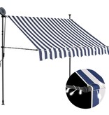 VidaXL Luifel handmatig uittrekbaar met LED 150 cm blauw en wit