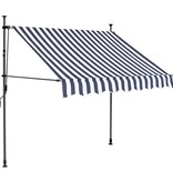 VidaXL Luifel handmatig uittrekbaar met LED 150 cm blauw en wit