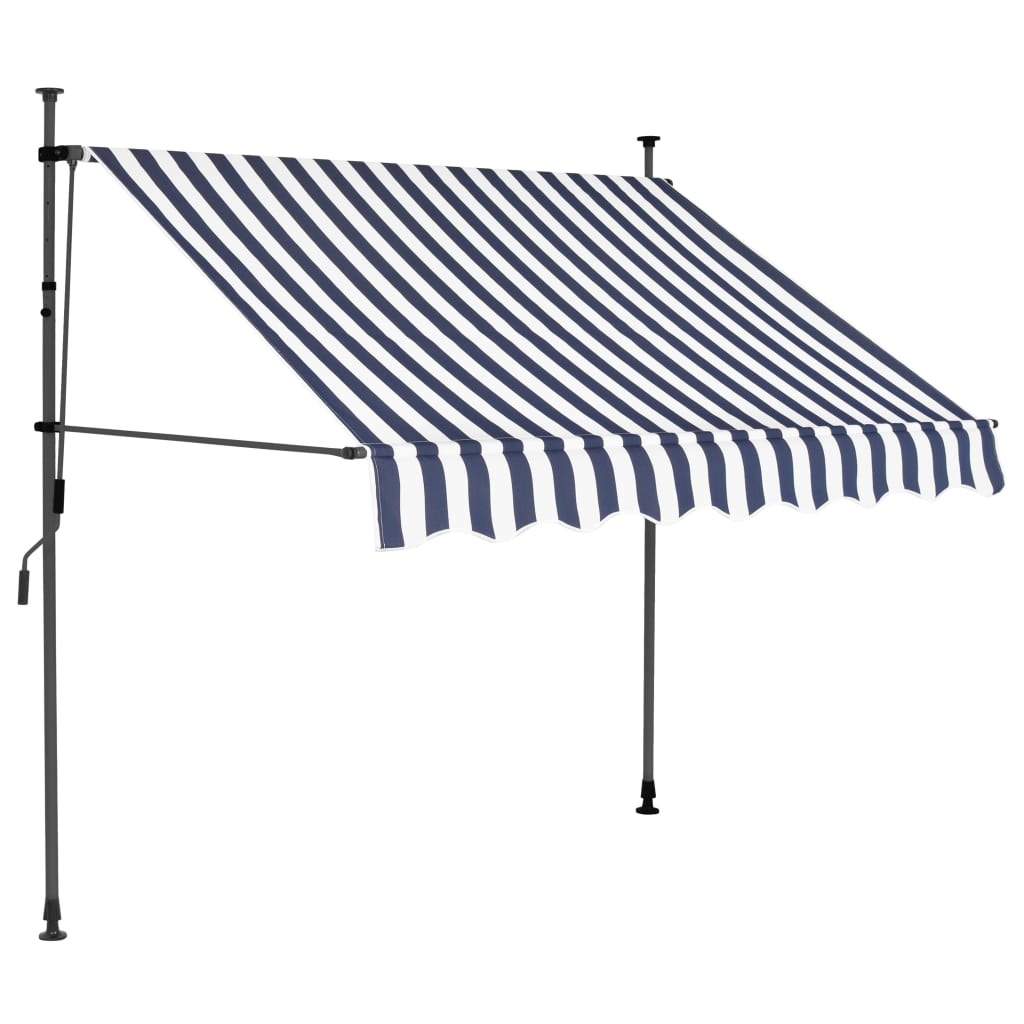 VidaXL Luifel handmatig uittrekbaar met LED 150 cm blauw en wit