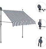 VidaXL Luifel handmatig uittrekbaar met LED 150 cm blauw en wit