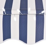 VidaXL Luifel handmatig uittrekbaar met LED 150 cm blauw en wit