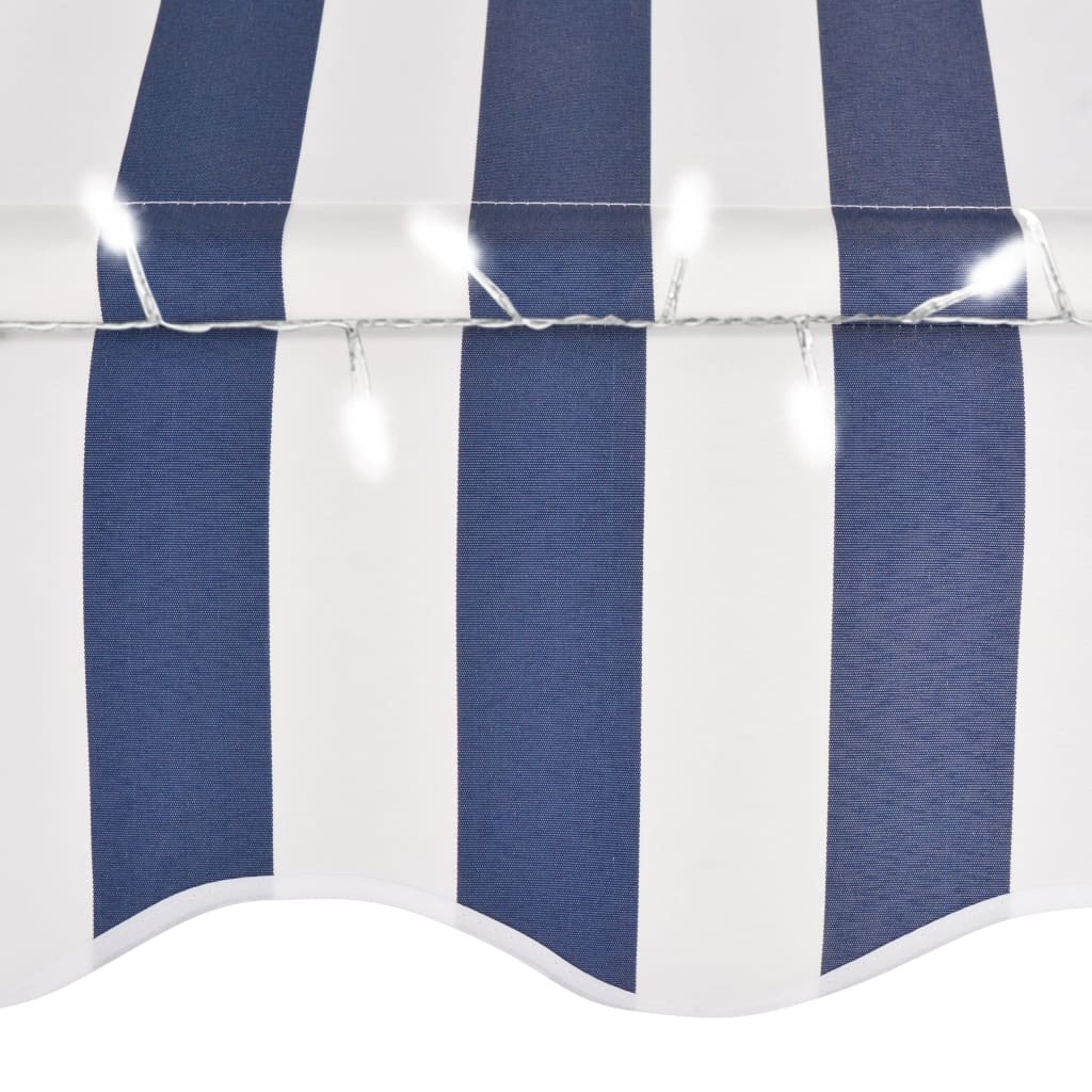 VidaXL Luifel handmatig uittrekbaar met LED 150 cm blauw en wit