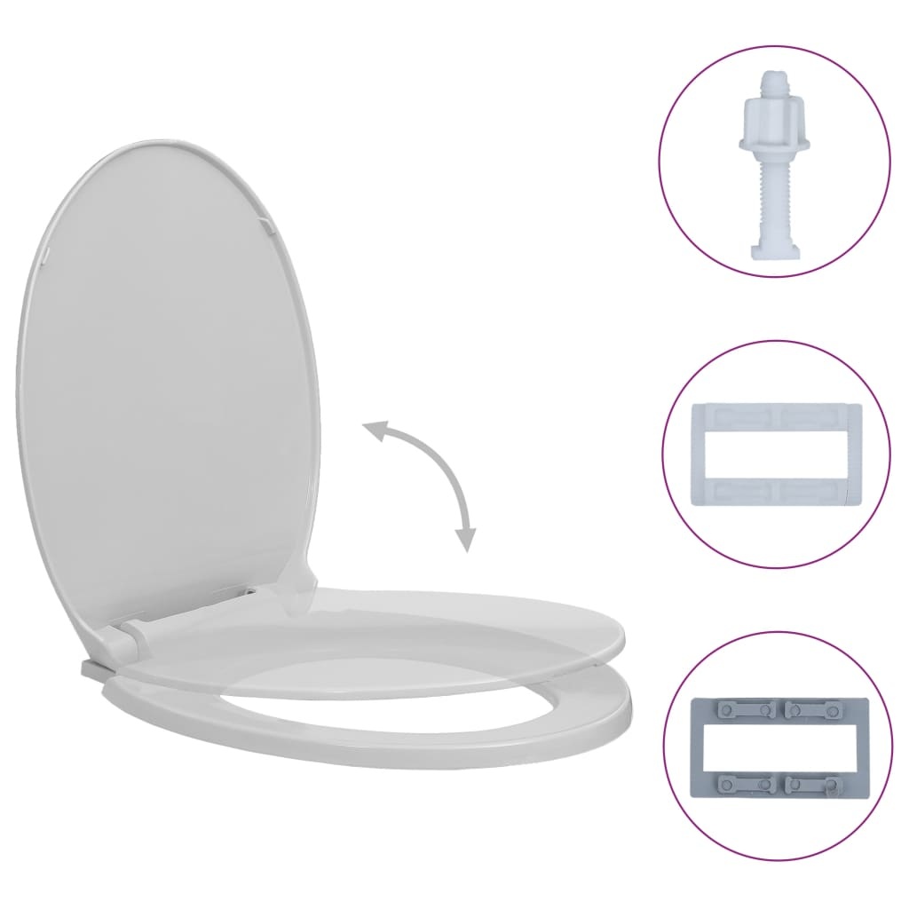 VidaXL Toiletbril soft-close ovaal lichtgrijs
