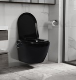VidaXL Hangend toilet randloos met bidetfunctie keramiek zwart