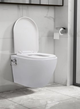 VidaXL Hangend toilet randloos met bidetfunctie keramiek wit