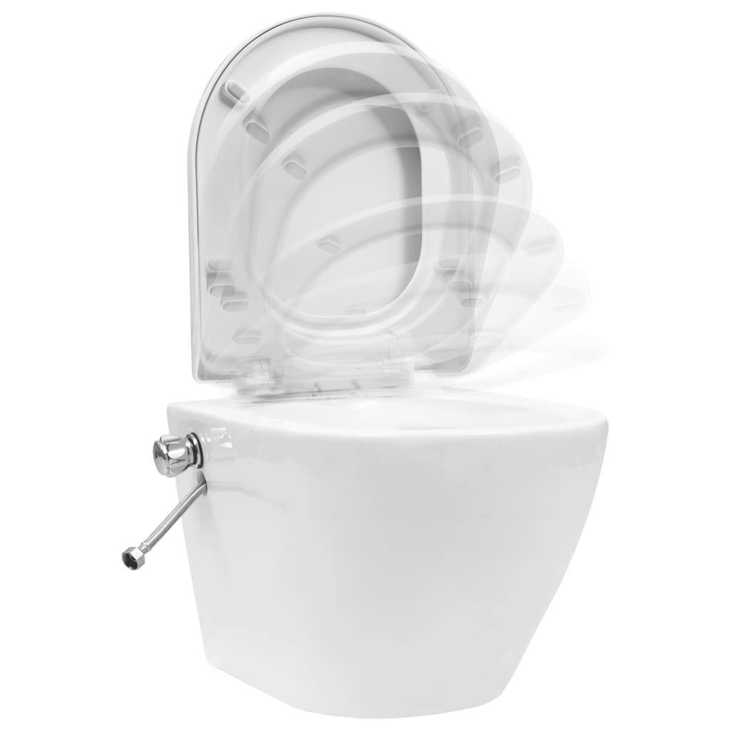 VidaXL Hangend toilet randloos met bidetfunctie keramiek wit