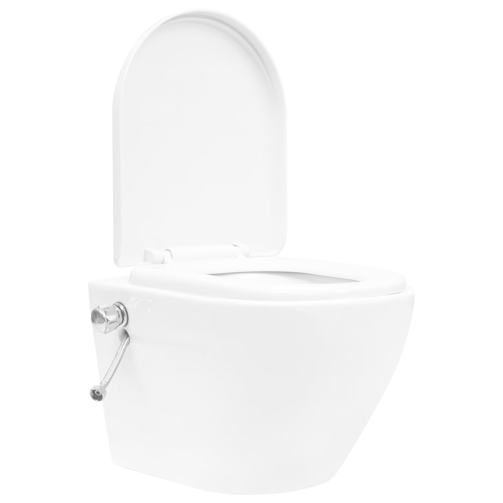 VidaXL Hangend toilet randloos met bidetfunctie keramiek wit