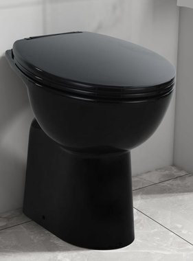 VidaXL Toilet verhoogd 7 cm soft-close randloos keramiek zwart