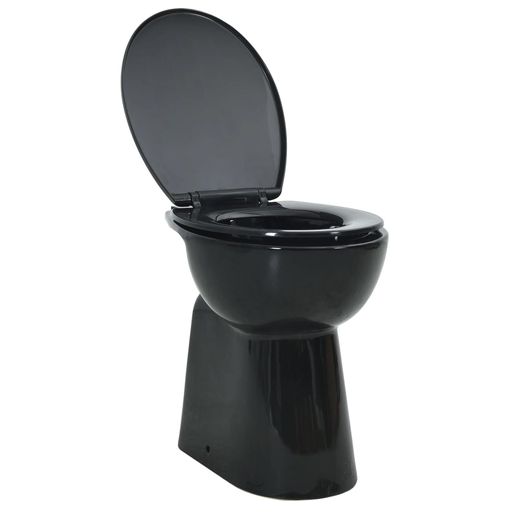 VidaXL Toilet verhoogd 7 cm soft-close randloos keramiek zwart