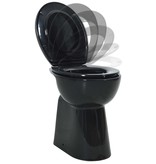 VidaXL Toilet verhoogd 7 cm soft-close randloos keramiek zwart