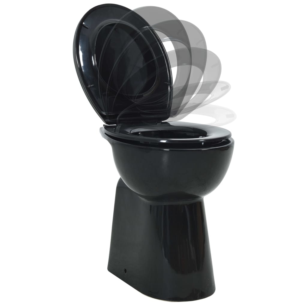 VidaXL Toilet verhoogd 7 cm soft-close randloos keramiek zwart