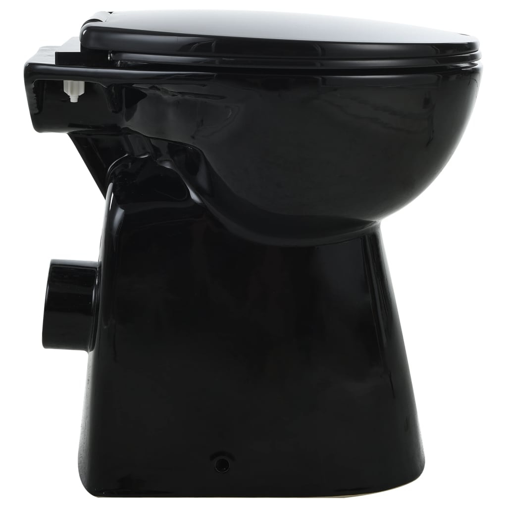VidaXL Toilet verhoogd 7 cm soft-close randloos keramiek zwart
