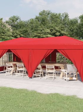 vidaXL Partytent inklapbaar met zijwanden 3x6 m rood