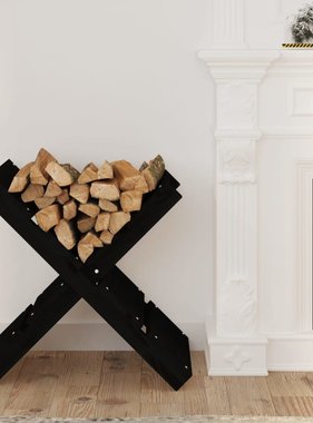 VidaXL Houtblokhouder 47x39,5x48 cm massief grenenhout zwart