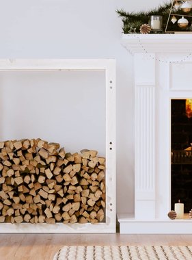 vidaXL Haardhoutrek 80x25x100 cm massief grenenhout wit
