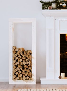 vidaXL Haardhoutrek 41x25x100 cm massief grenenhout wit