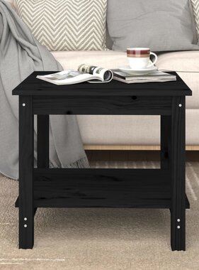 VidaXL Salontafel 50x50x45 cm massief grenenhout zwart
