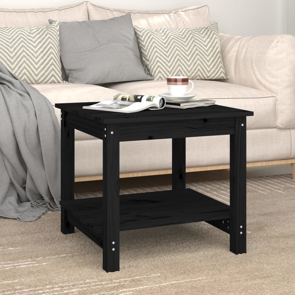 VidaXL Salontafel 50x50x45 cm massief grenenhout zwart