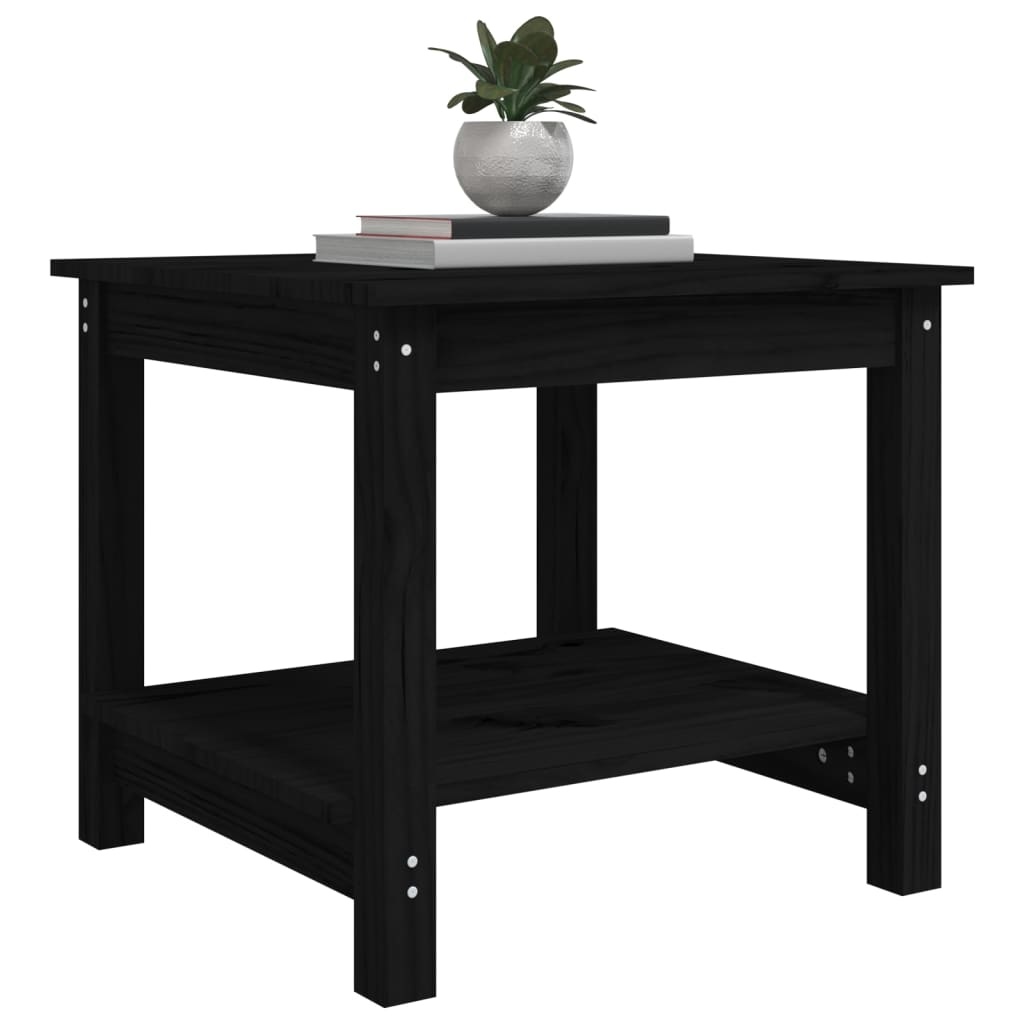 VidaXL Salontafel 50x50x45 cm massief grenenhout zwart