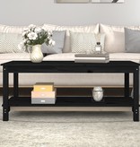 VidaXL Salontafel 110x55x45 cm massief grenenhout zwart