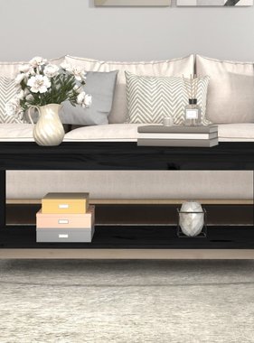 VidaXL Salontafel 110x55x45 cm massief grenenhout zwart
