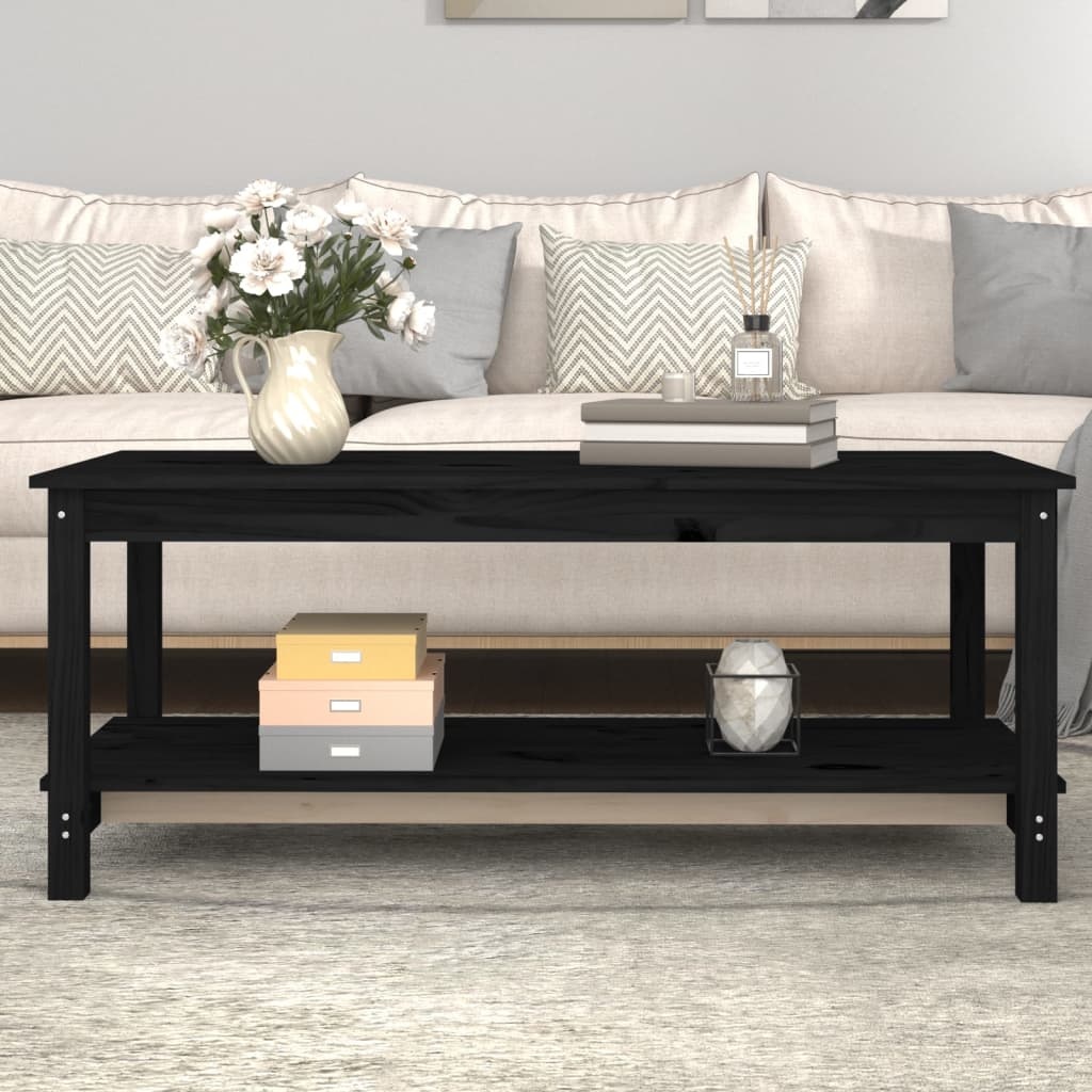 VidaXL Salontafel 110x55x45 cm massief grenenhout zwart