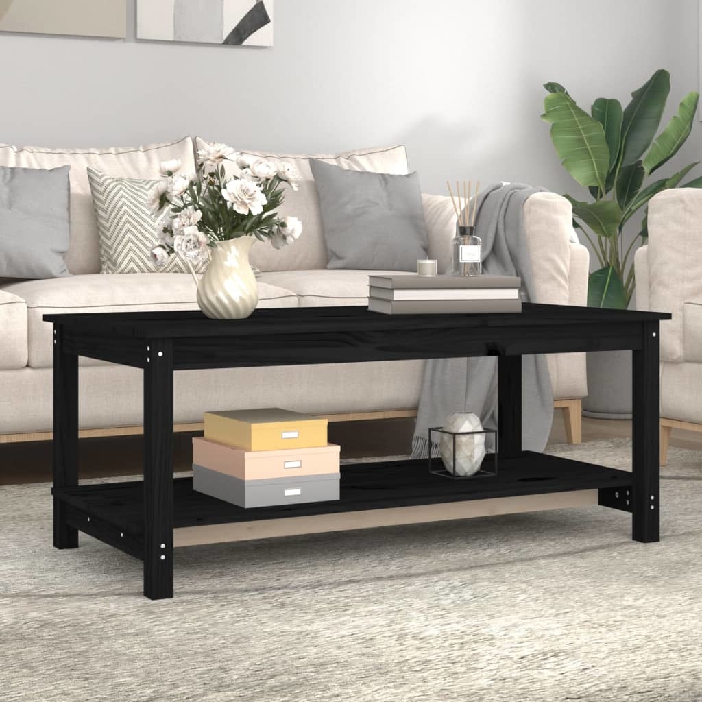 VidaXL Salontafel 110x55x45 cm massief grenenhout zwart