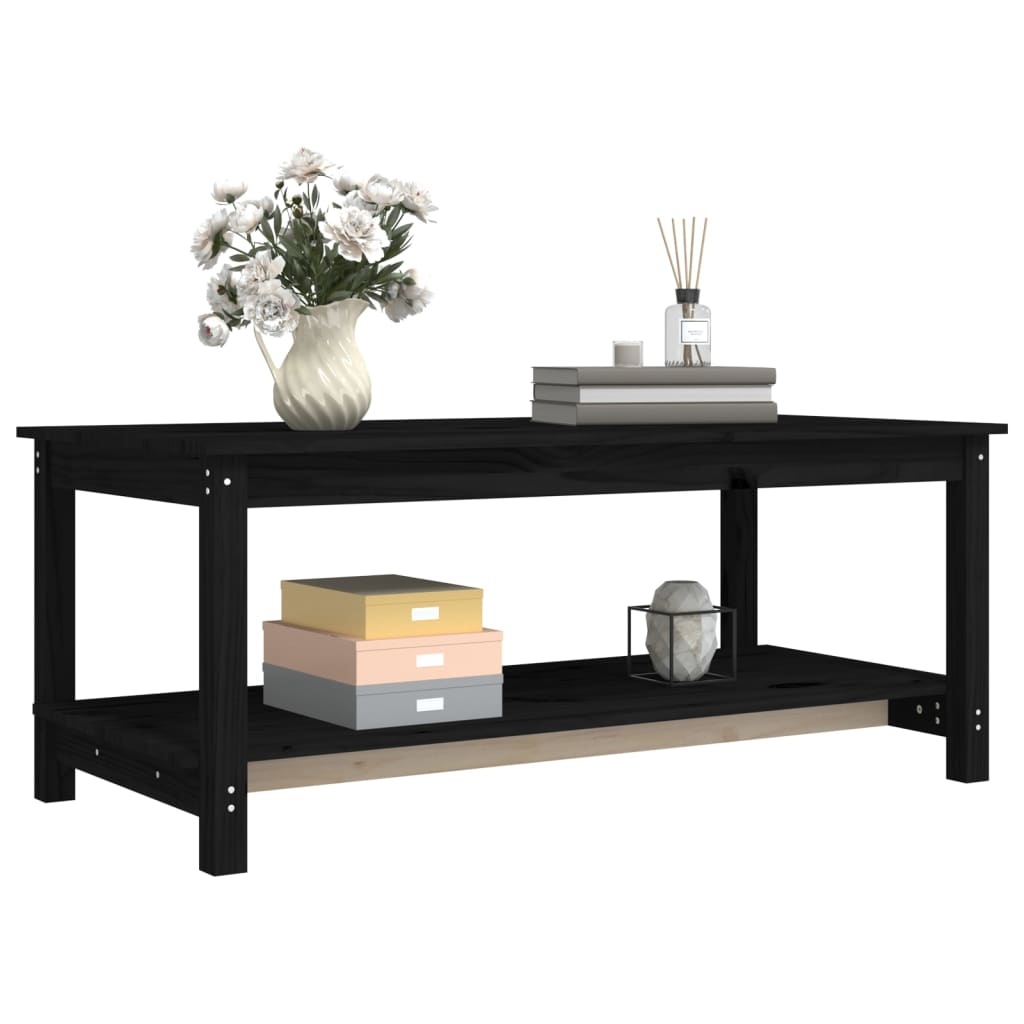 VidaXL Salontafel 110x55x45 cm massief grenenhout zwart