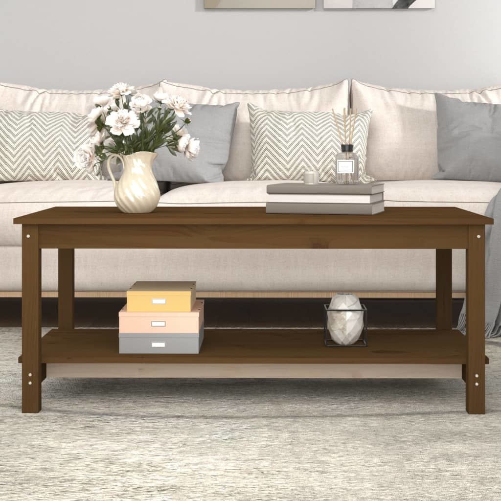 VidaXL Salontafel 110x55x45 cm massief grenenhout honingbruin