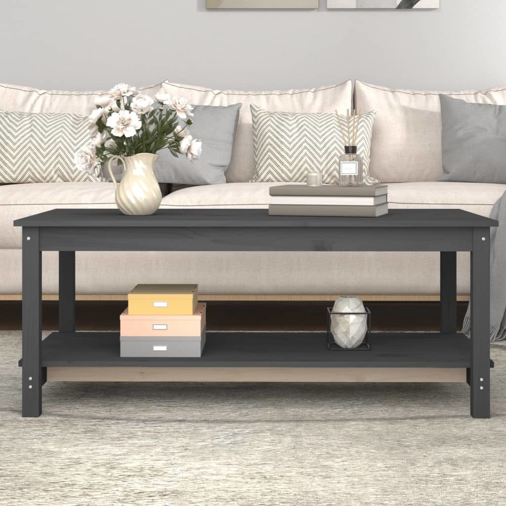 VidaXL Salontafel 110x55x45 cm massief grenenhout grijs