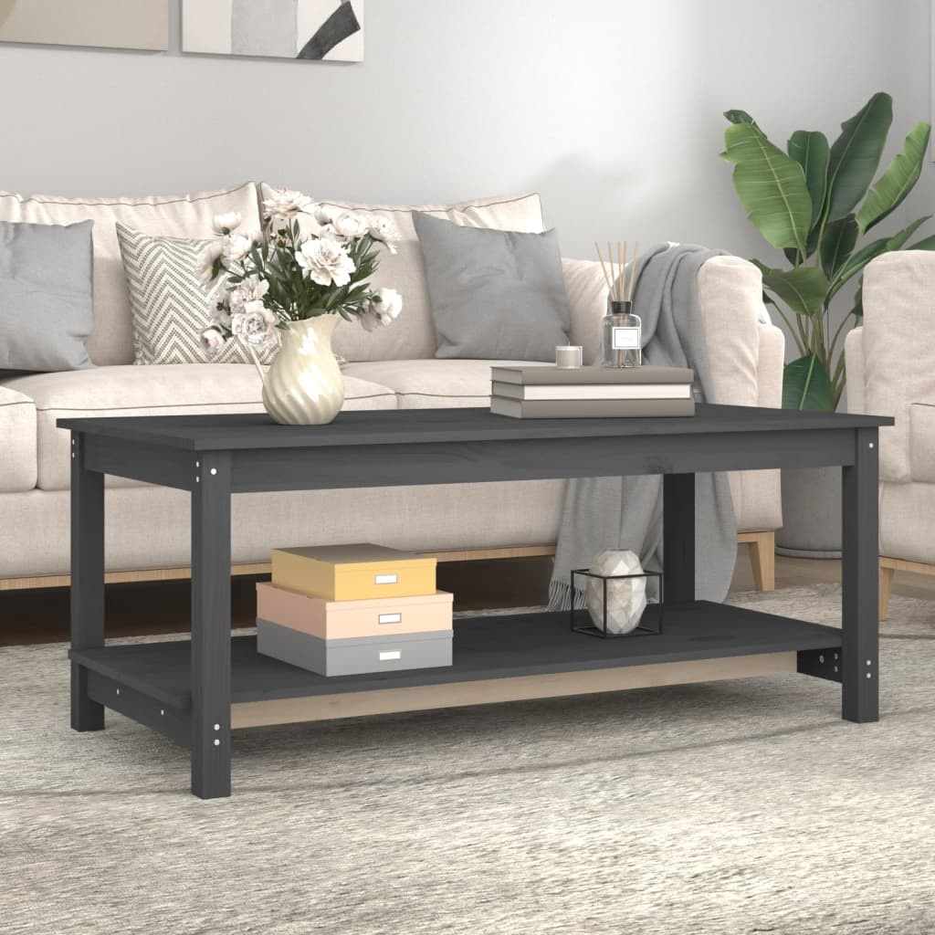 VidaXL Salontafel 110x55x45 cm massief grenenhout grijs
