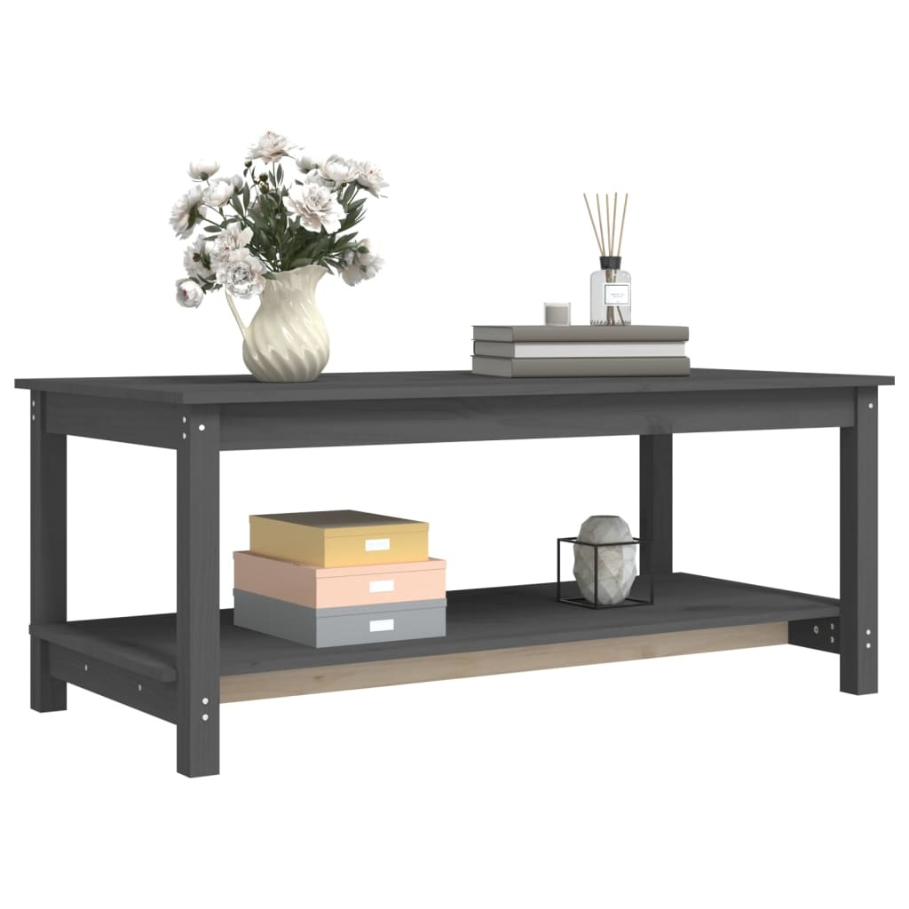 VidaXL Salontafel 110x55x45 cm massief grenenhout grijs