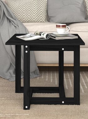 VidaXL Salontafel 50x50x45 cm massief grenenhout zwart