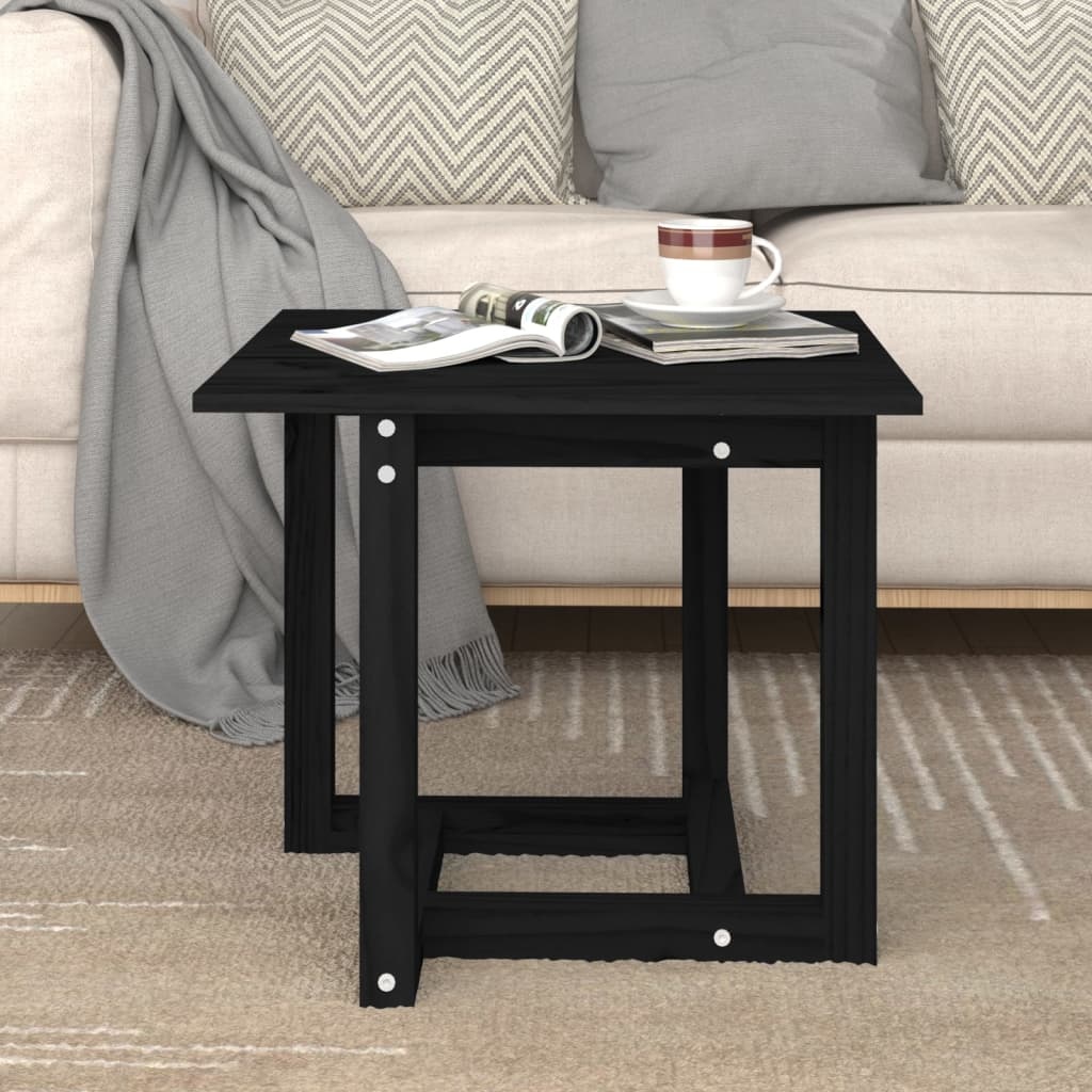 VidaXL Salontafel 50x50x45 cm massief grenenhout zwart