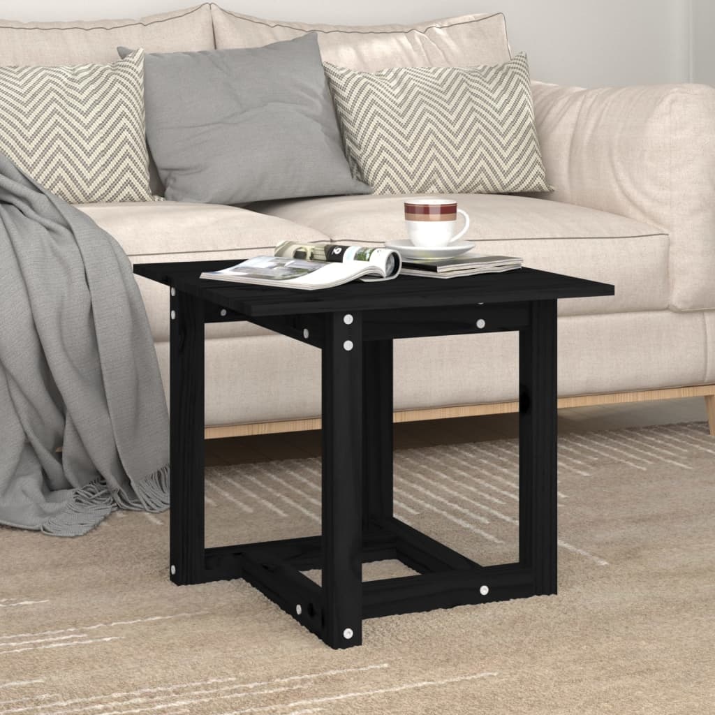 VidaXL Salontafel 50x50x45 cm massief grenenhout zwart