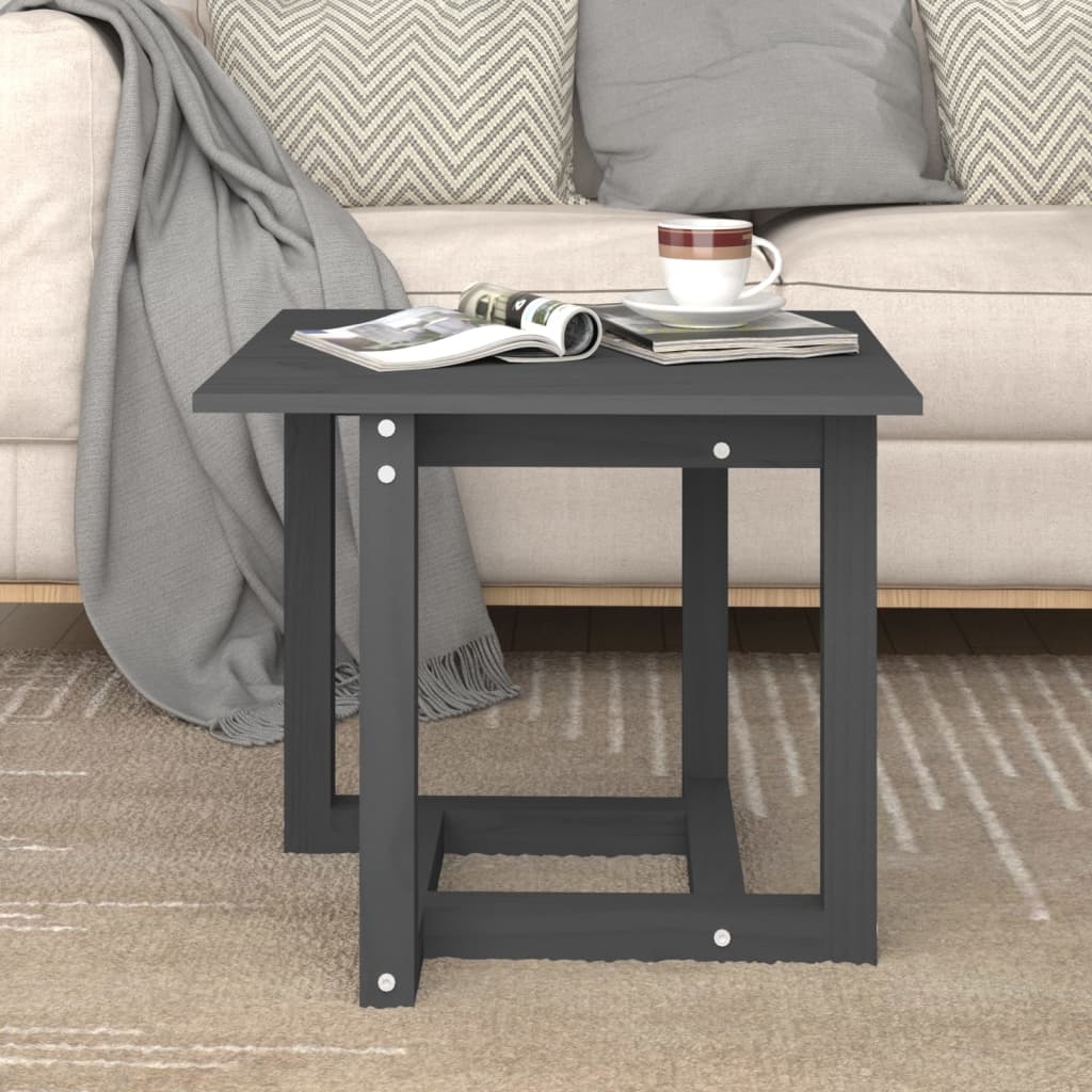 VidaXL Salontafel 50x50x45 cm massief grenenhout grijs