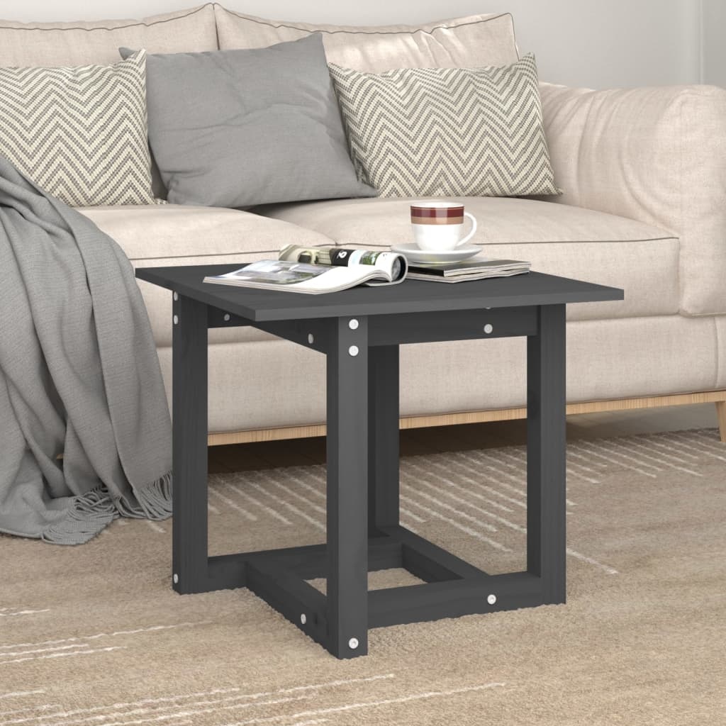VidaXL Salontafel 50x50x45 cm massief grenenhout grijs