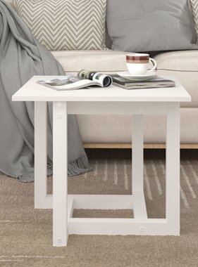 VidaXL Salontafel 50x50x45 cm massief grenenhout wit