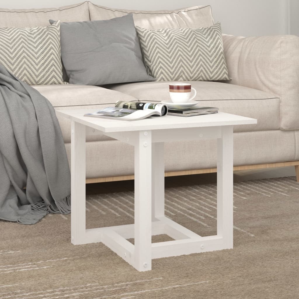 VidaXL Salontafel 50x50x45 cm massief grenenhout wit